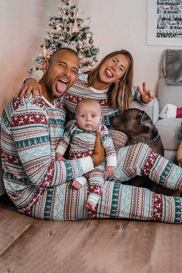Grå mønsterstriper Christmas Family Matchende pyjamas